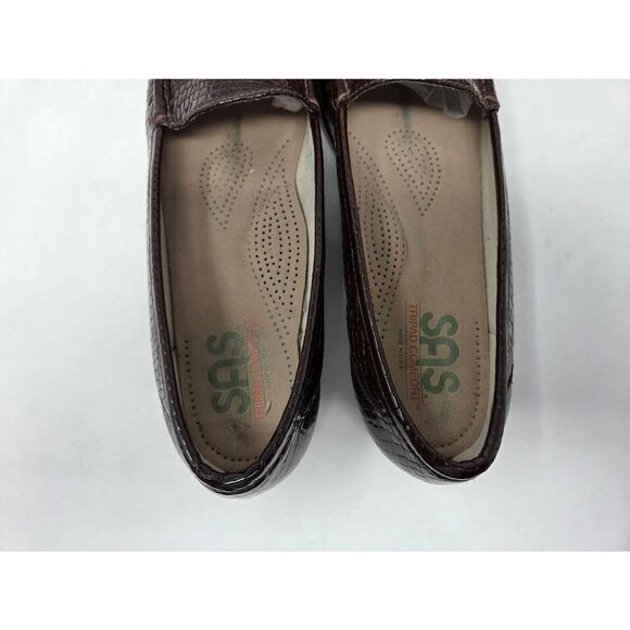 SAS SAN ANTONIO SHOES SIMPLIFY BROWN CROC PATENT COMFORT LOAFER WOMENS 12 S EUC - Picture 5 of 9
